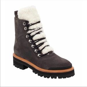 Marc Fisher Gray Winter Rain Boots with Shearling Lining